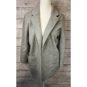 J. Crew Factory Gray Open Front Crewneck Sweater Blazer
